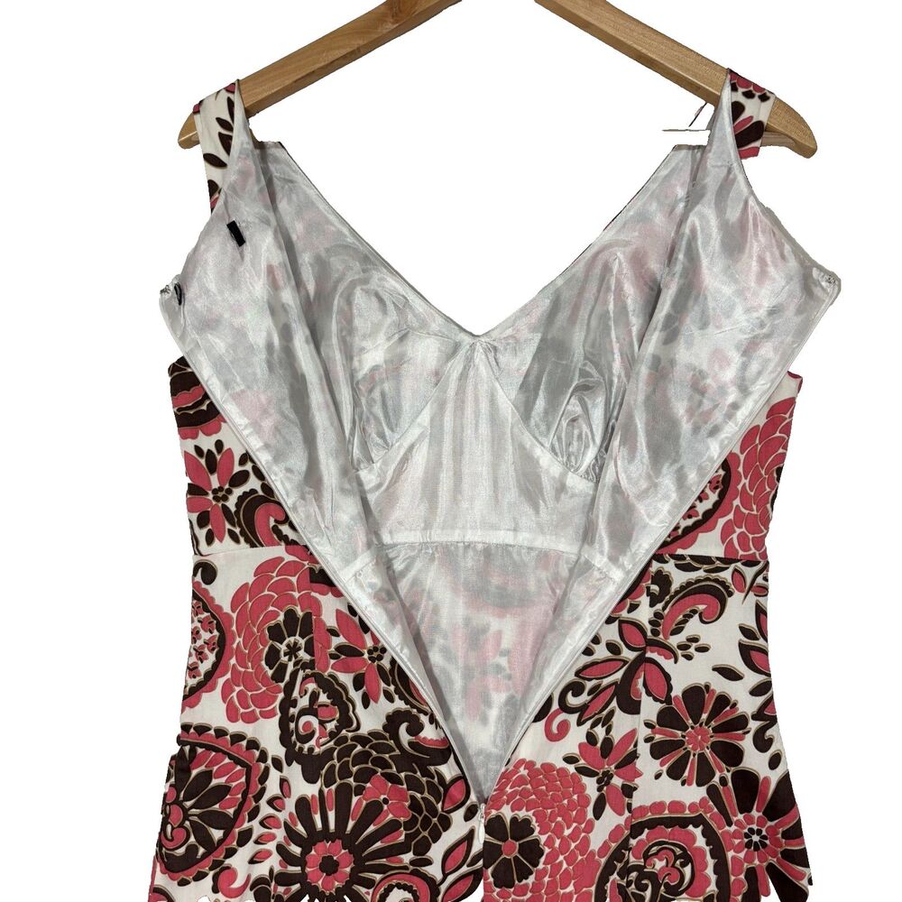 Mercer & Madison Sheath Dress Women's Sz 2 Pink Brown Floral Lined Retro Party - Picture 5 of 8